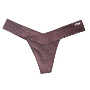New VS Pink Rose Gold Shimmer Thong Small